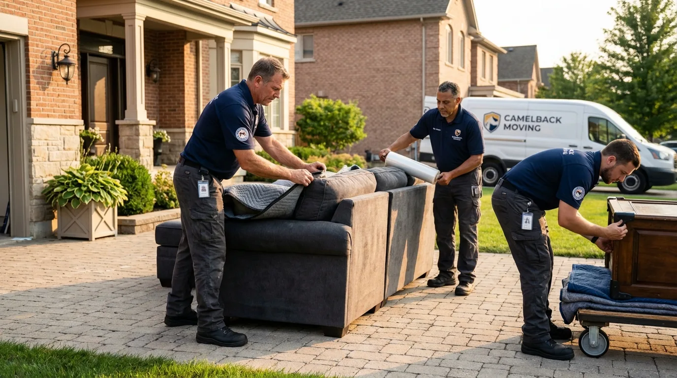 Large estate moving crew wrapping furniture in Loretto, PA